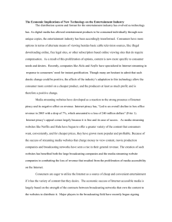 The Economic Implications of New Technology on the Entertainment