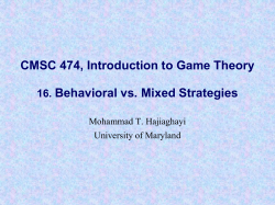 CMSC 474, Introduction to Game Theory 1. Introduction