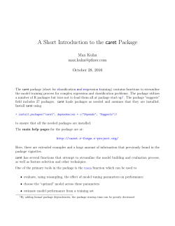 A Short Introduction to the caret Package