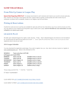 SAND VOLLEYBALL From Pick-Up Games to League Play Pricing