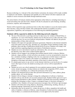 Use of Technology in the Osage School District Students will be