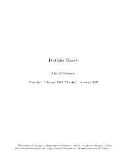 Portfolio Theory - The University of Chicago Booth School of Business