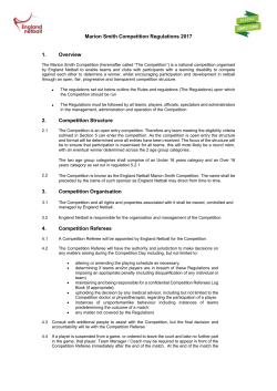 Marion Smith Competition Regulations 2017 1. Overview The
