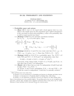 E0 232: PROBABILITY AND STATISTICS 1. Probability space and