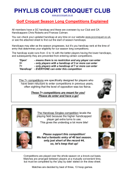 Please do enter and have a go! The Handicap Singles competition