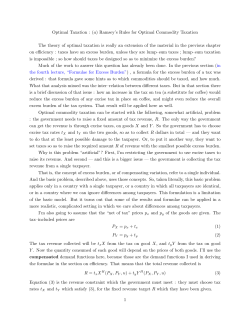 Optimal Taxation : (a) Ramsey`s Rules for Optimal Commodity