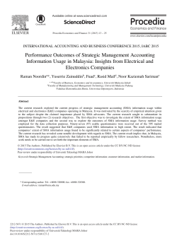 Performance Outcomes of Strategic Management Accounting