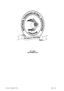 NTNA By-Laws - Northern Tasmanian Netball Association