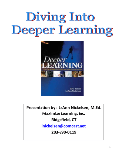 Presentation by: LeAnn Nickelsen, M.Ed. Maximize Learning, Inc