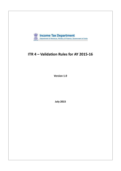 ITR 4 &ndash; Validation Rules for AY 2015-16