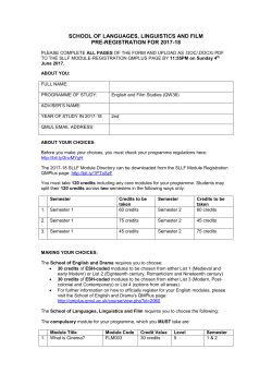 Pre-registration Form English and Film Studies 2nd Year