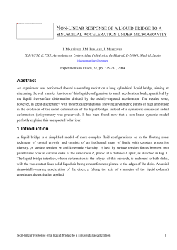 non-linear response of a liquid bridge to a sinusoidal acceleration