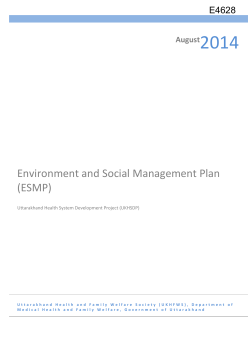 Environment and Social Management Plan (ESMP)