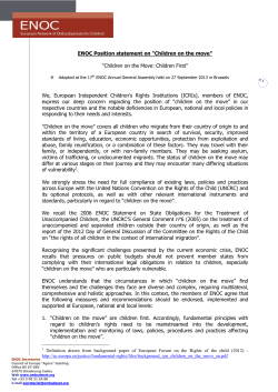 ENOC Position statement on &ldquo;Children on the move&rdquo; &ldquo;Children on
