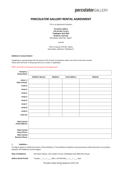 PERCOLATOR GALLERY EXHIBITOR AGREEMENT
