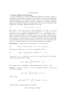 I. Introduction 1. Ordinary Differential Equations. In most