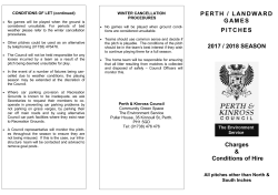 PERTH / LANDWARD GAMES PITCHES 2017 / 2018 SEASON