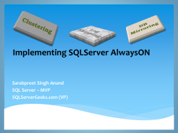 Implementing SQLServer AlwaysON Sarabpreet Singh Anand SQL