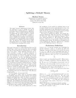 Splitting a Default Theory
