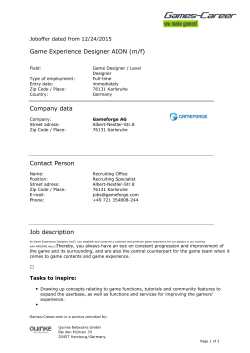 Game Experience Designer AION (m/f - Games