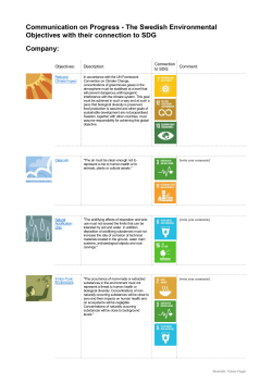 Communication on Progress &ndash; The Swedish Environmental Objectives