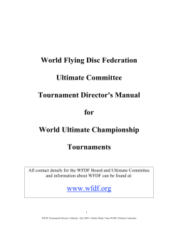 WFDF Tournament Director`s Manual for World Ultimate