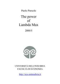 The power of Lambda Max - Universit&agrave; dell`Insubria