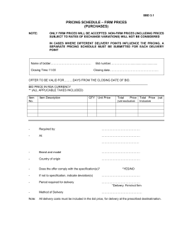 PRICING SCHEDULE &ndash; FIRM PRICES (PURCHASES)