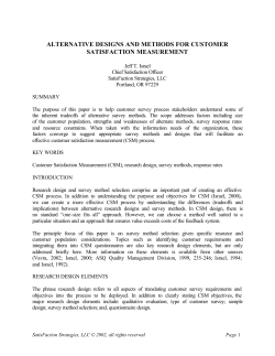 alternative designs and methods for customer satisfaction