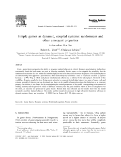 Simple games as dynamic, coupled systems: randomness and other