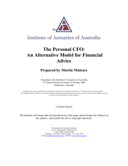 The Personal CFO &ndash; An Alternative Model for