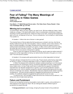 Fear of Failing? The Many Meanings of Difficulty in Video Games