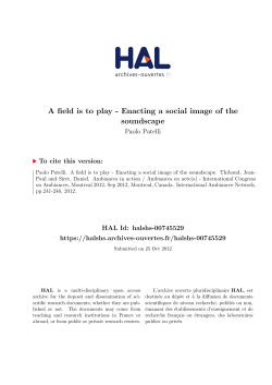 A field is to play - Enacting a social image of the - Hal-SHS