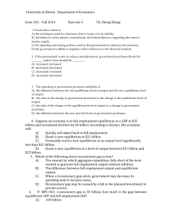 University of Illinois Department of Economics Econ 103 &ndash; Fall 2014