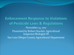 Enforcement Response to Violations of Pesticide