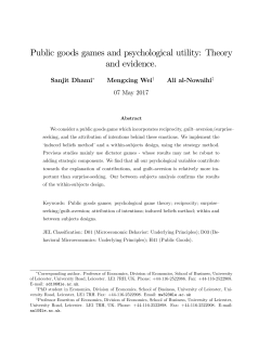 Public goods games and psychological utility: Theory and evidence.