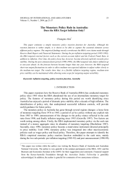 The Monetary Policy Rule in Australia - S