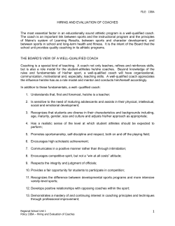Hiring and Evaluation of Coaches