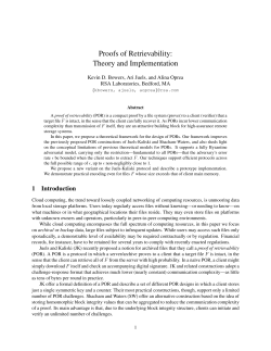 Proofs of Retrievability: Theory and Implementation