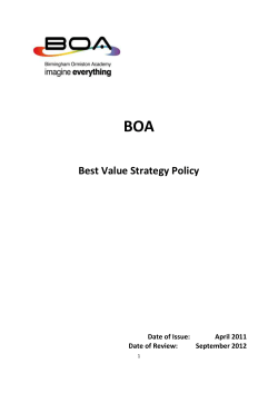 Best value strategy policy document