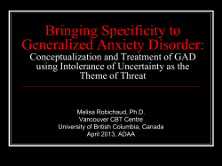 Conceptualization and Treatment of GAD using Intolerance of