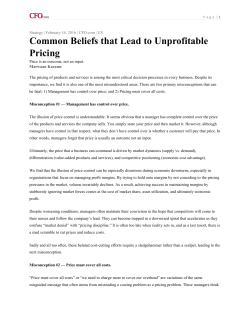 Common Beliefs that Lead to Unprofitable Pricing
