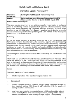Norfolk shadow Health and Wellbeing Board &ndash; from priorities to action