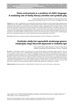 Home environment as a predictor of child`s language