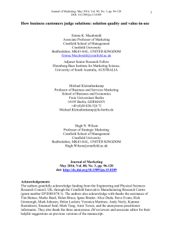 How business customers judge solutions: solution quality and value