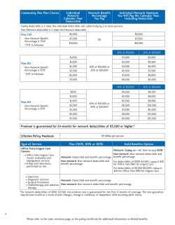 Community Flex Plan Choice Individual Network Calendar Year