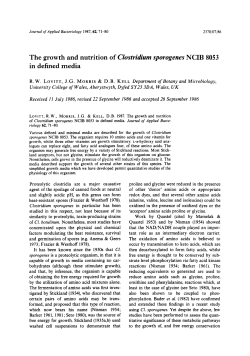The growth and nutrition of Clostridium sporogenes