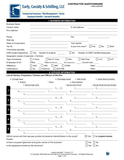 Contractor Questionnaire for Surety