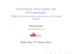 Polynomial Evaluation and Factorisation - CIS002
