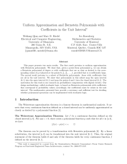 Uniform Approximation and Bernstein Polynomials